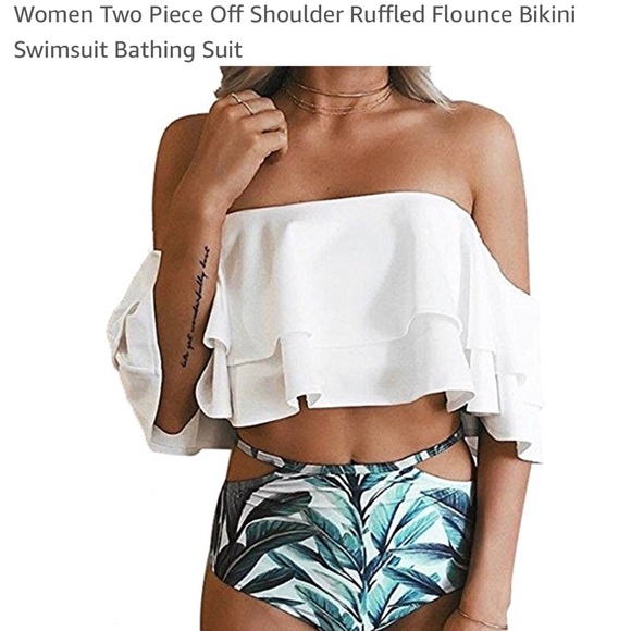 Two piece off shoulder ruffled swimsuit - Picture 1 of 2